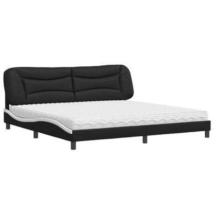 Letto con Materasso Hvar Nero e Bianco 200x200cm in Similpelle - homemem39
