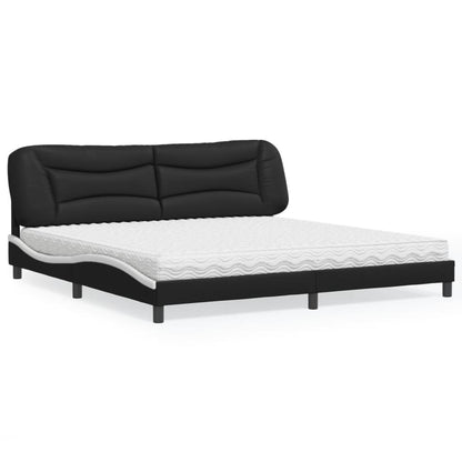 Letto con Materasso Hvar Nero e Bianco 200x200cm in Similpelle - homemem39