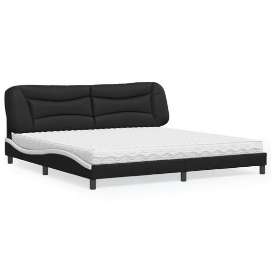 Letto con Materasso Hvar Nero e Bianco 200x200cm in Similpelle - homemem39