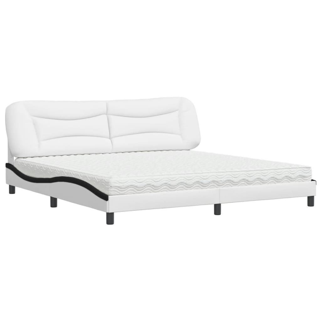 Letto con Materasso Hvar Bianco e Nero 200x200cm in Similpelle