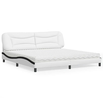 Letto con Materasso Hvar Bianco e Nero 200x200cm in Similpelle