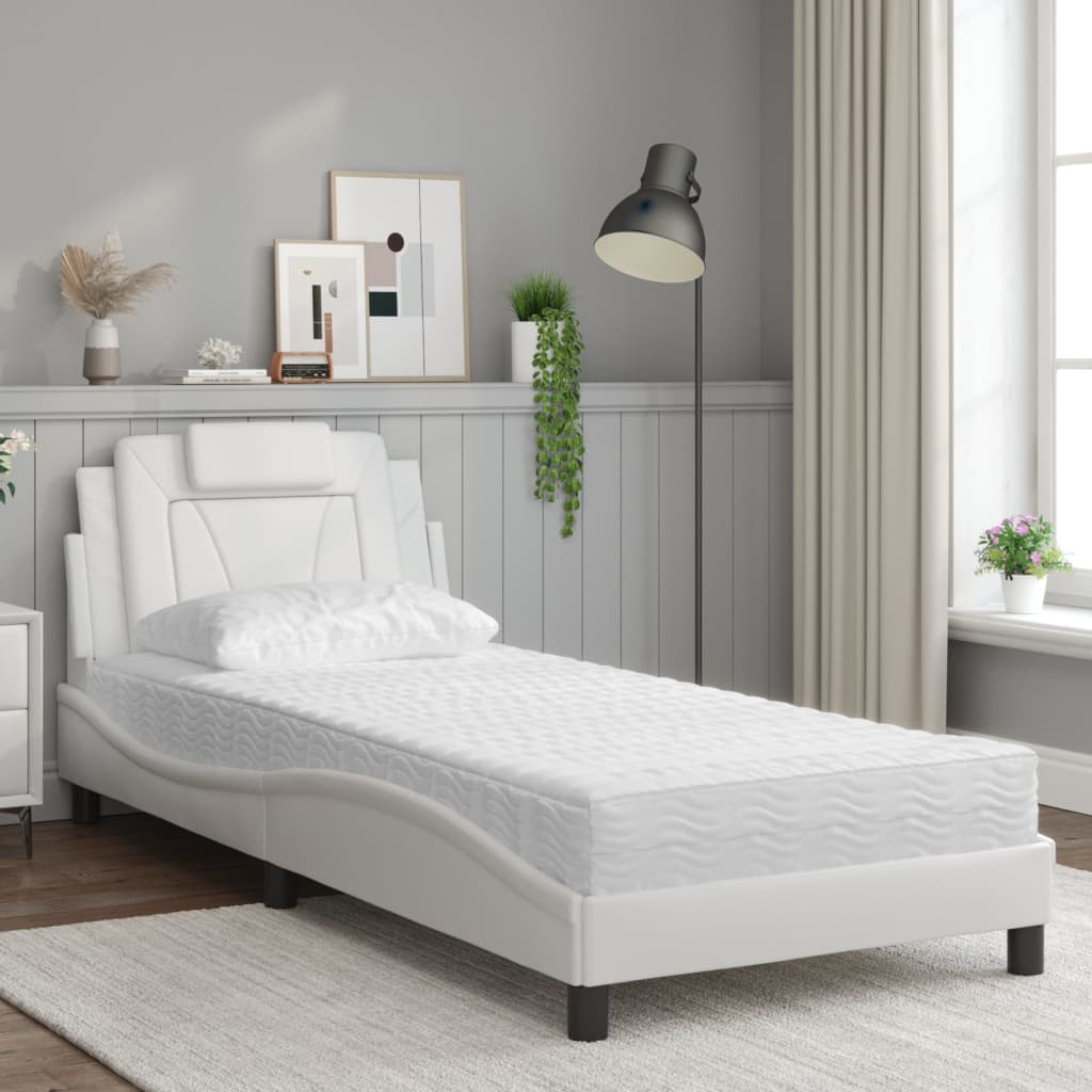 Letto Viana con Materasso Bianco 80x200 cm in Similpelle - homemem39