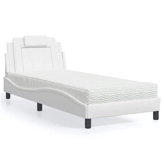 Letto Viana con Materasso Bianco 80x200 cm in Similpelle - homemem39