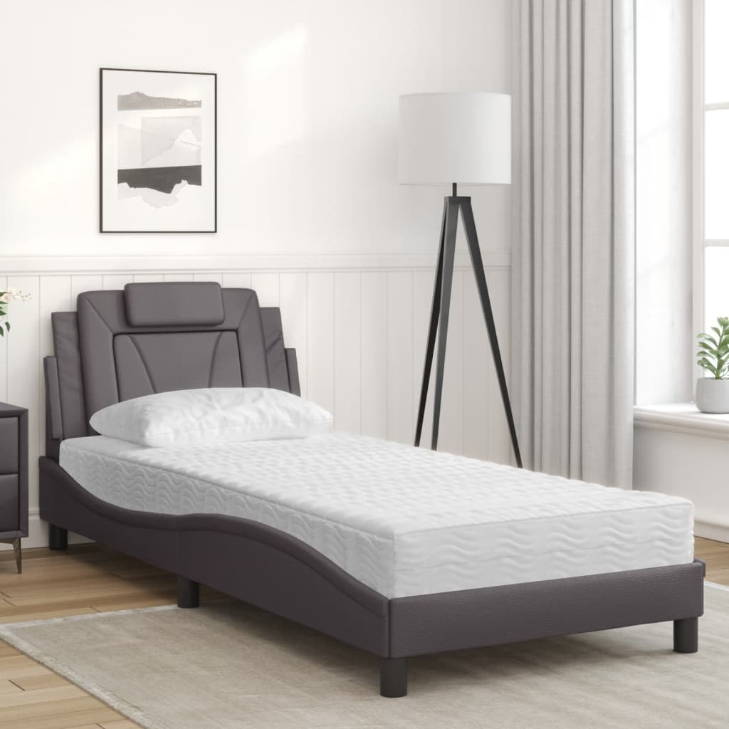 Letto Viana con Materasso Grgio 80x200 cm in Similpelle | homemem39