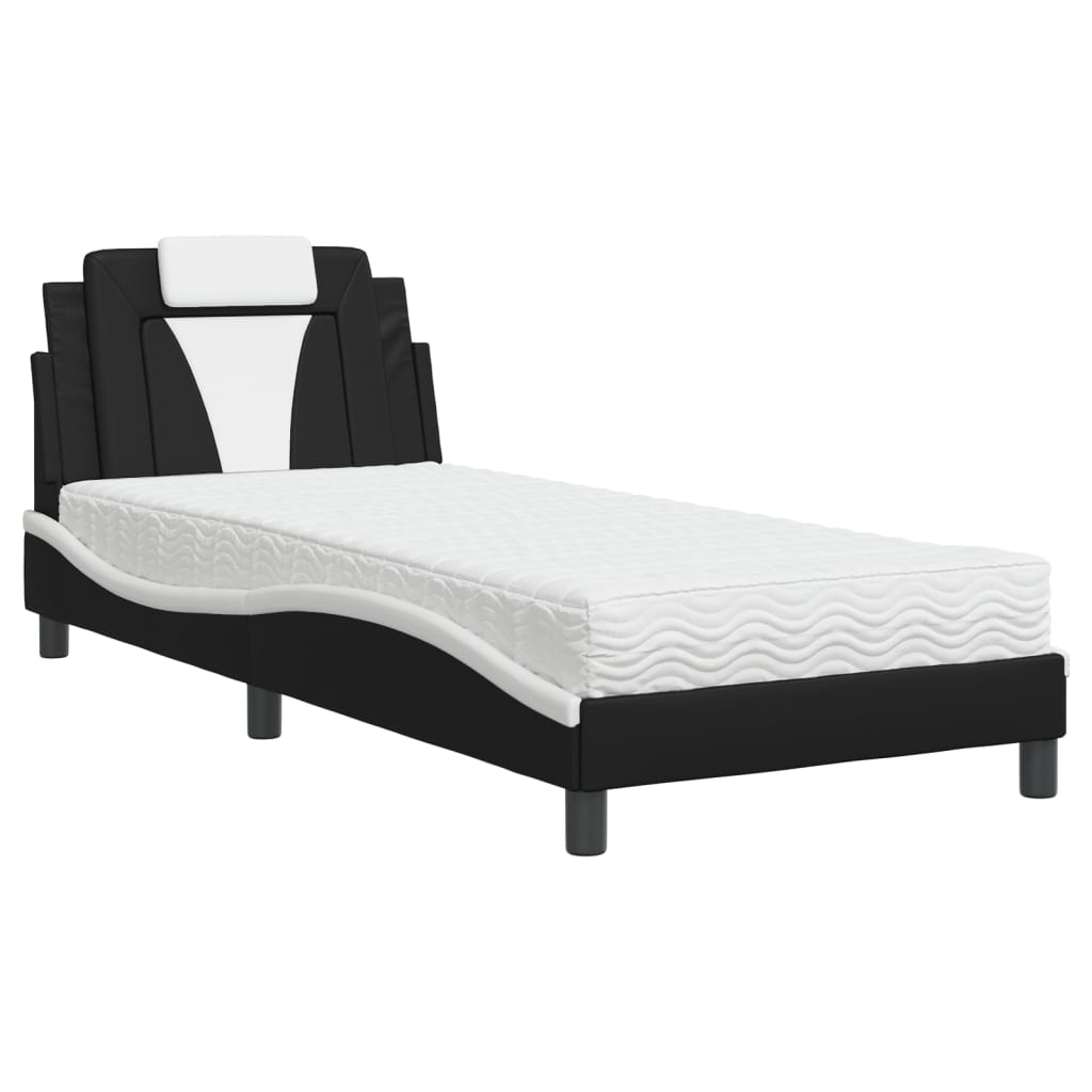 Letto Viana con Materasso Nero e Bianco 80x200 cm in Similpelle - homemem39