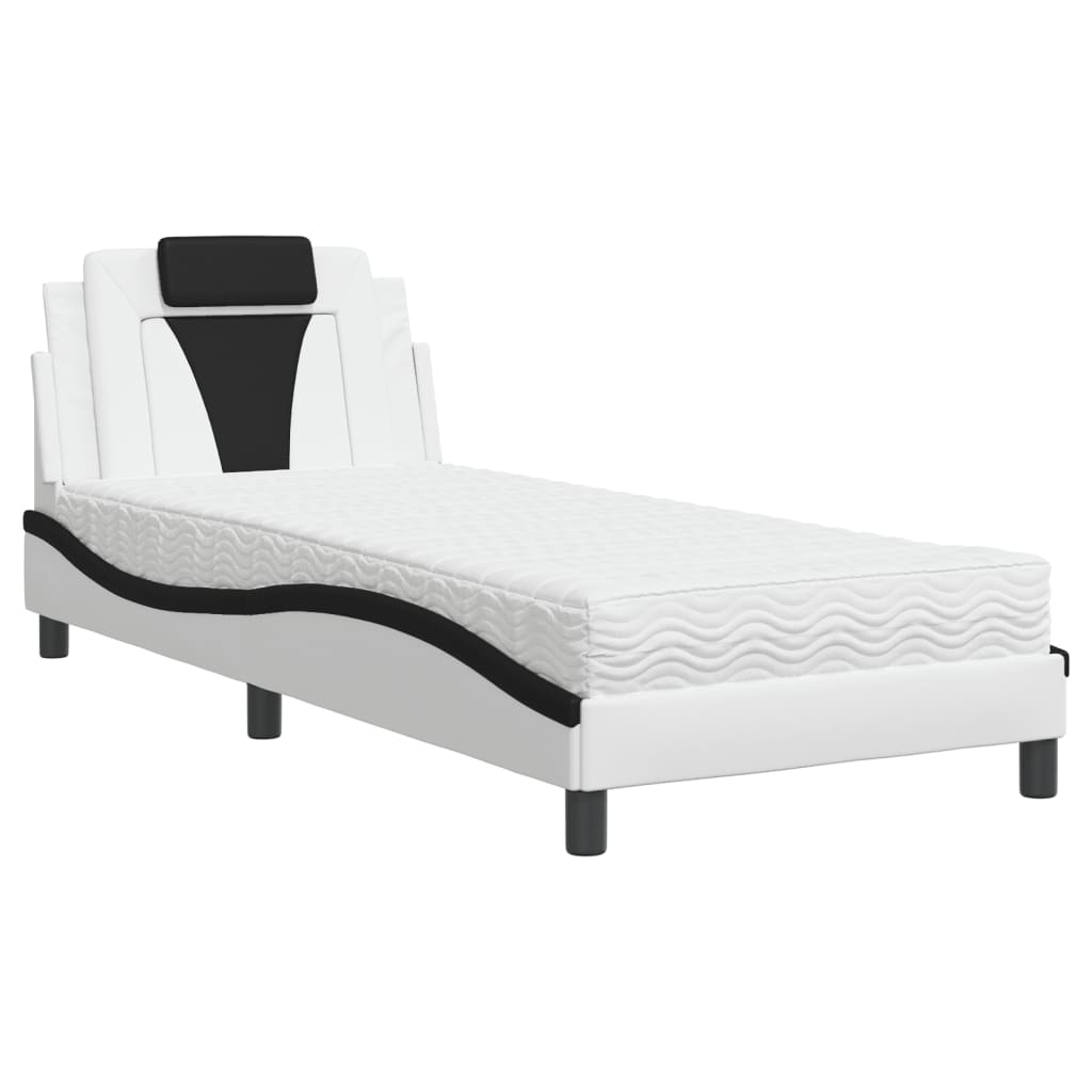 Letto Viana con Materasso Nero e Bianco 80x200 cm in Similpelle - homemem39