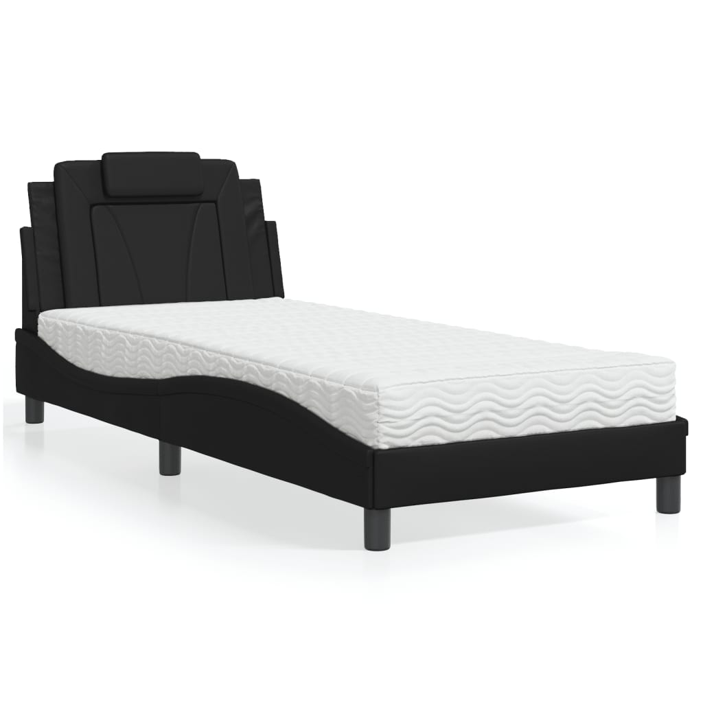 Letto Viana con Materasso Nero 90x190 cm in Similpelle - homemem39
