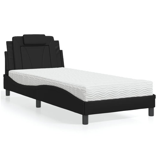 Letto Viana con Materasso Nero 90x190 cm in Similpelle - homemem39