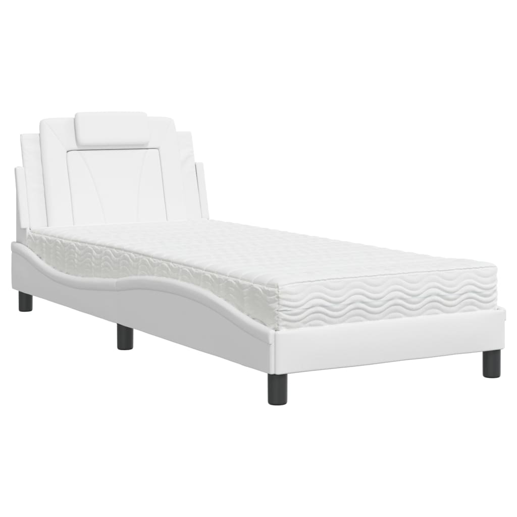 Letto Viana con Materasso Bianco 90x190 cm in Similpelle | homemem39