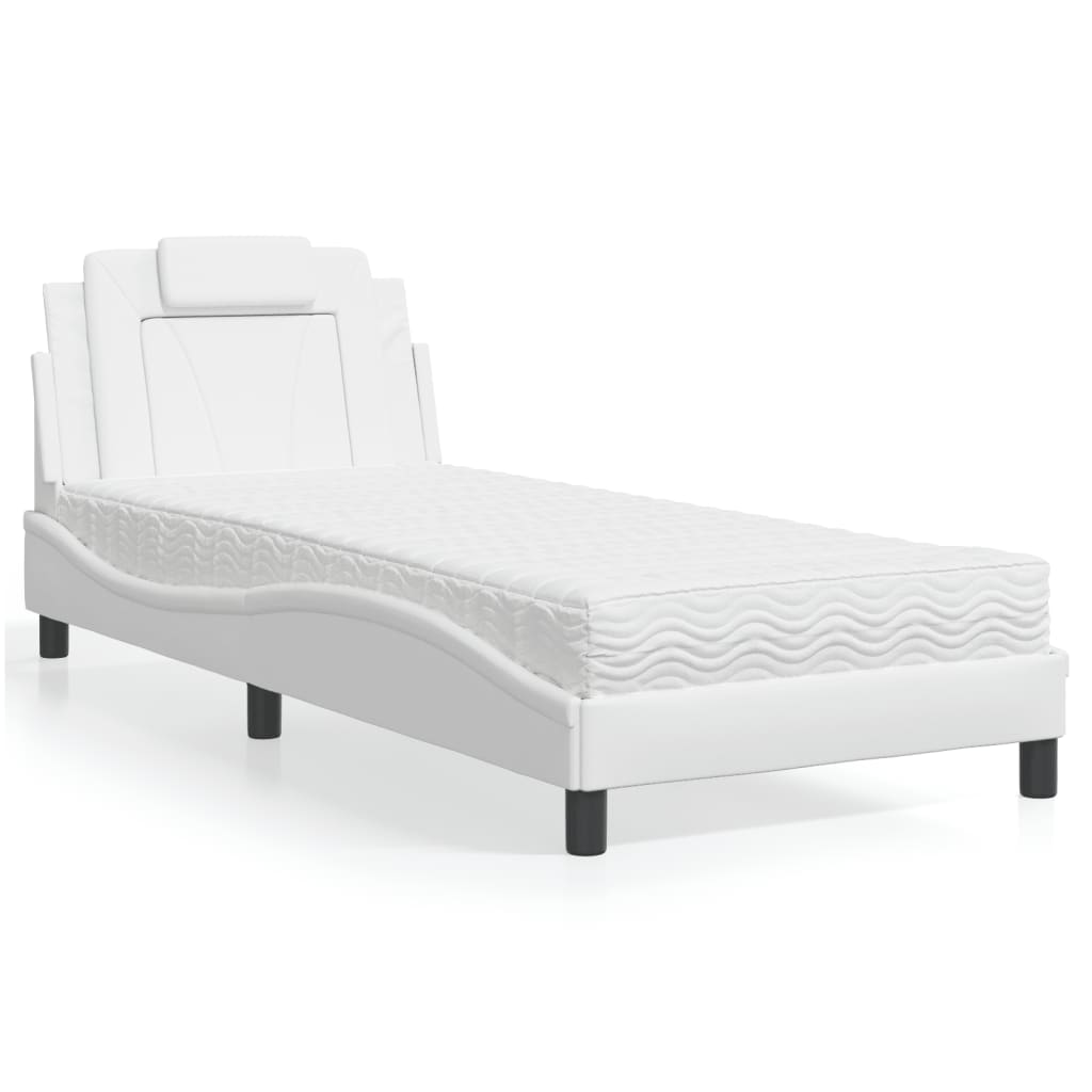 Letto Viana con Materasso Bianco 90x190 cm in Similpelle | homemem39