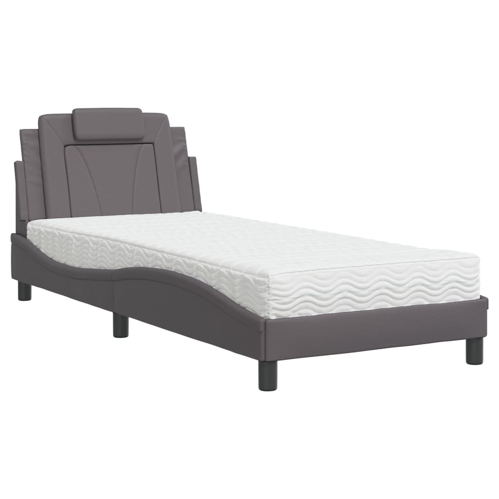 Letto Viana con Materasso Grigio 90x190 cm in Similpelle | homemem39