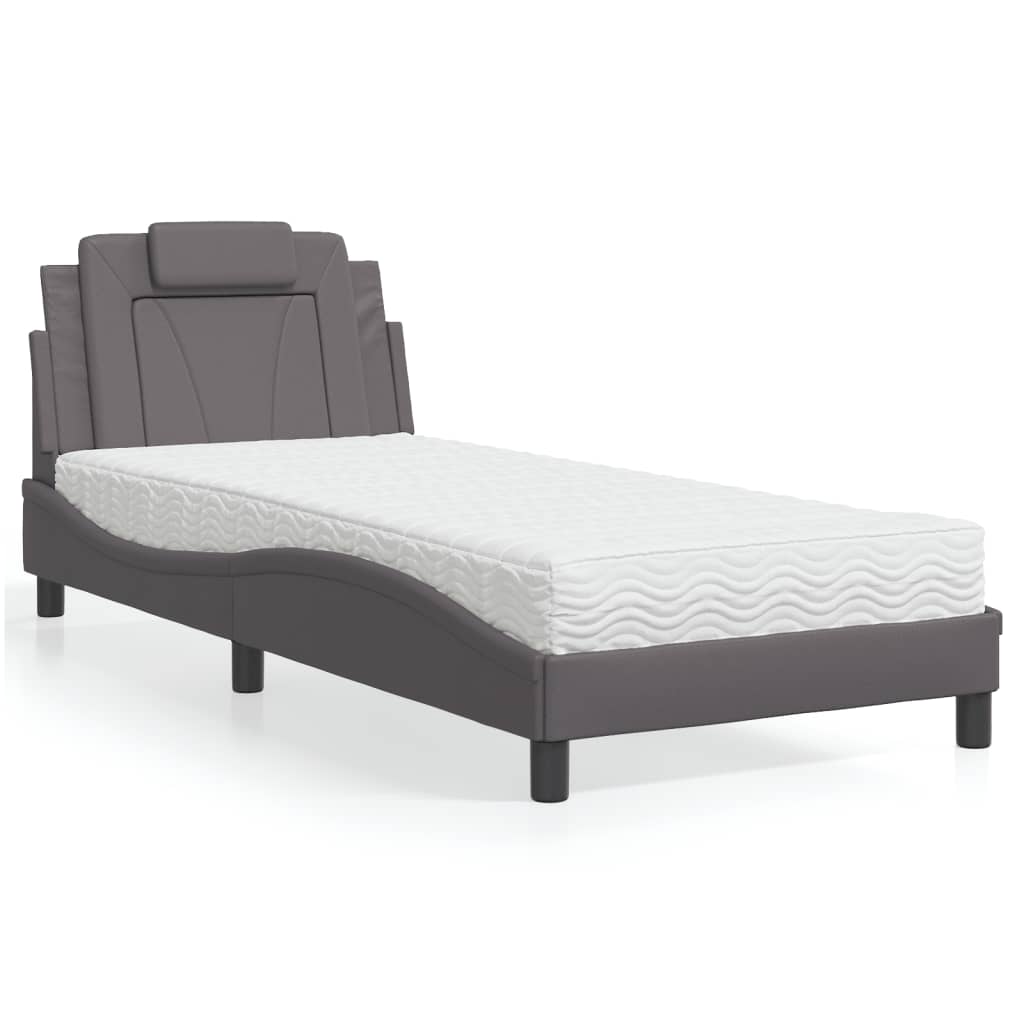 Letto Viana con Materasso Grigio 90x190 cm in Similpelle | homemem39