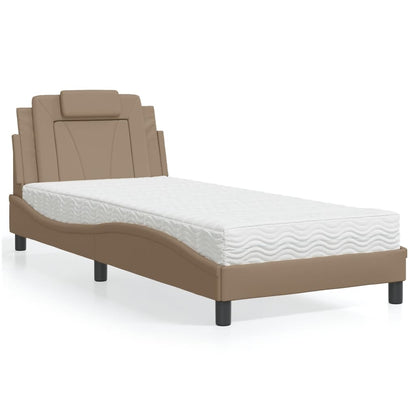 Letto Viana con Materasso Cappuccino 90x190 cm Similpelle