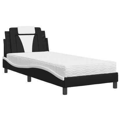 Letto con Materasso Nero e Bianco 90x190 cm in Similpelle - homemem39