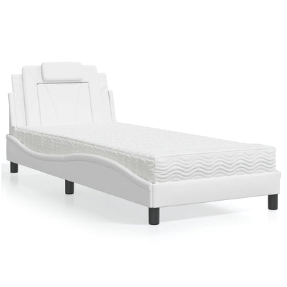Letto Viana con Materasso Bianco 90x200 cm in Similpelle - homemem39