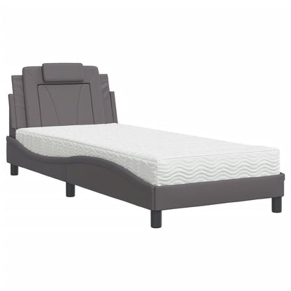 Letto Viana con Materasso Grgio 90x200 cm in Similpelle - homemem39