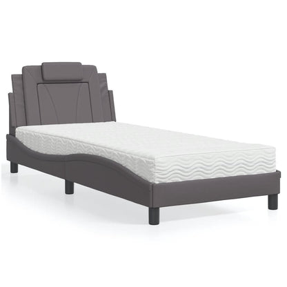 Letto Viana con Materasso Grgio 90x200 cm in Similpelle - homemem39