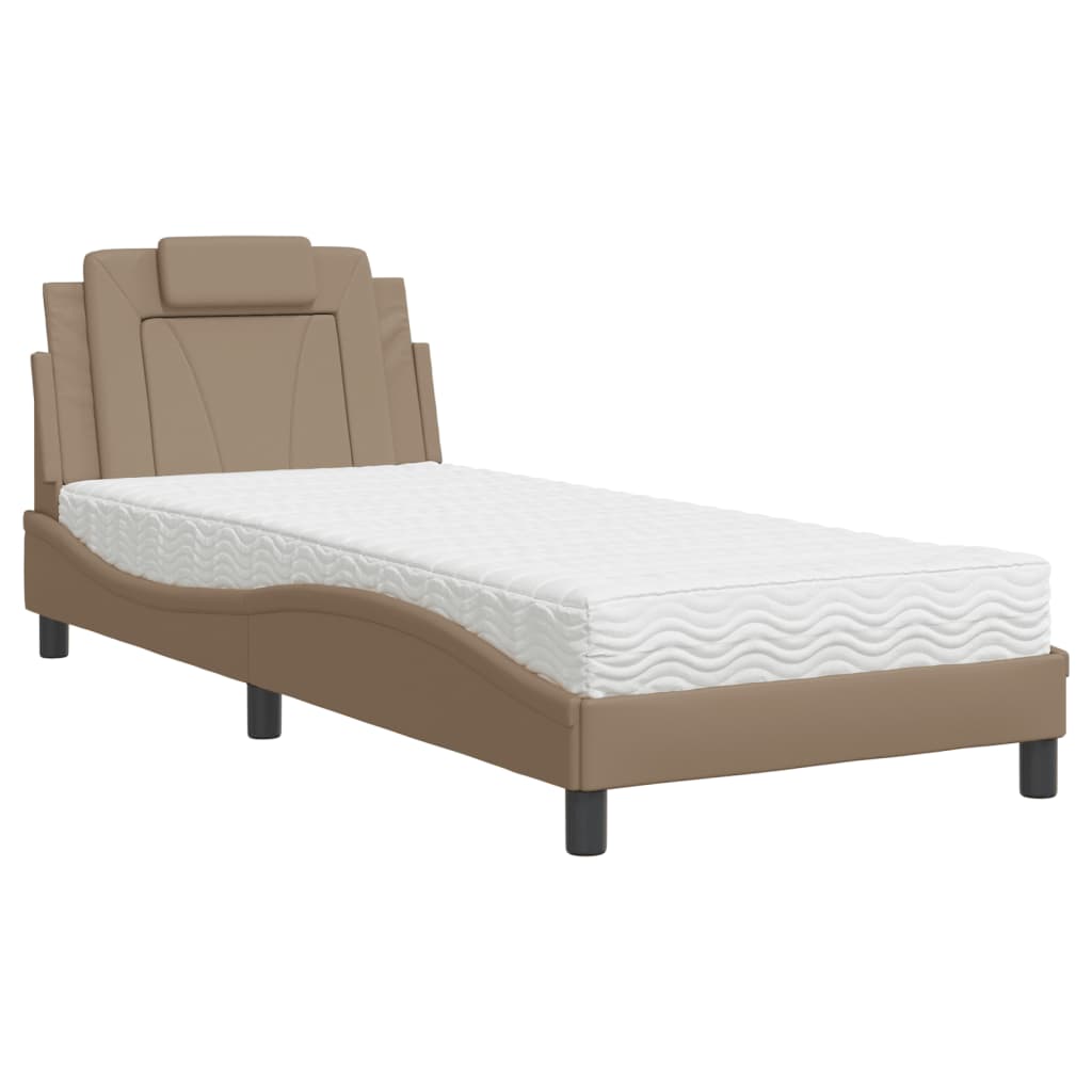 Letto Viana con Materasso Cappuccino 90x200 cm in Similpelle - homemem39