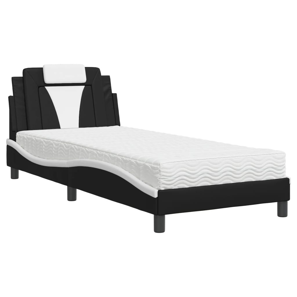 Letto Viana con Materasso Nero e Bianco 90x200 cm in Similpelle - homemem39