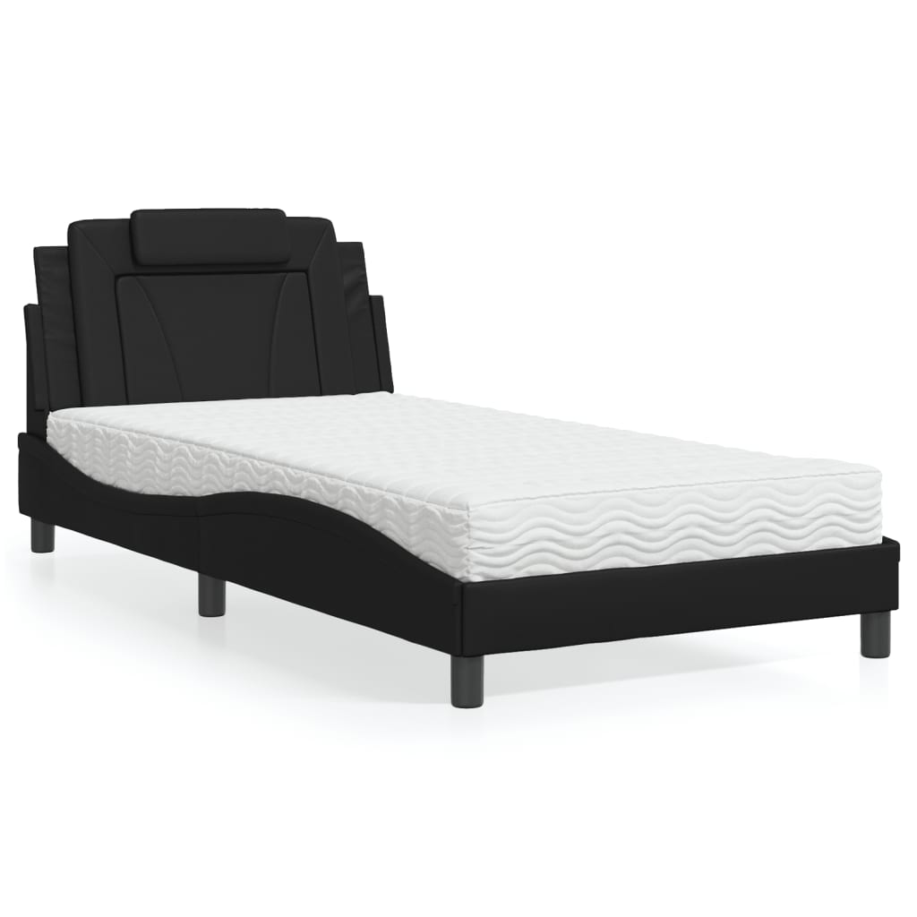Letto Viana con Materasso Nero 100x200 cm in Similpelle - homemem39