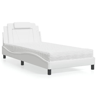 Letto Viana con Materasso Bianco 100x200 cm in Similpelle - homemem39