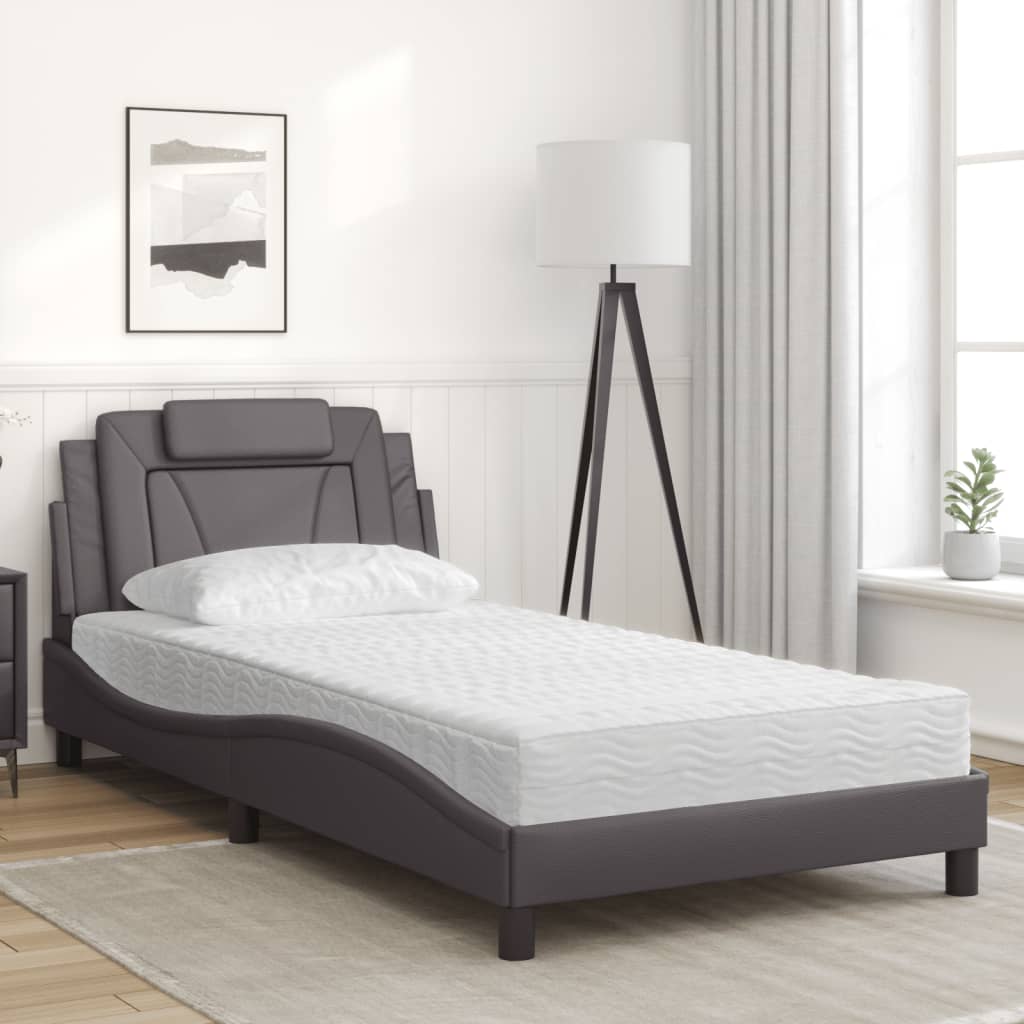 Letto Viana con Materasso Grigio 100x200 cm in Similpelle - homemem39