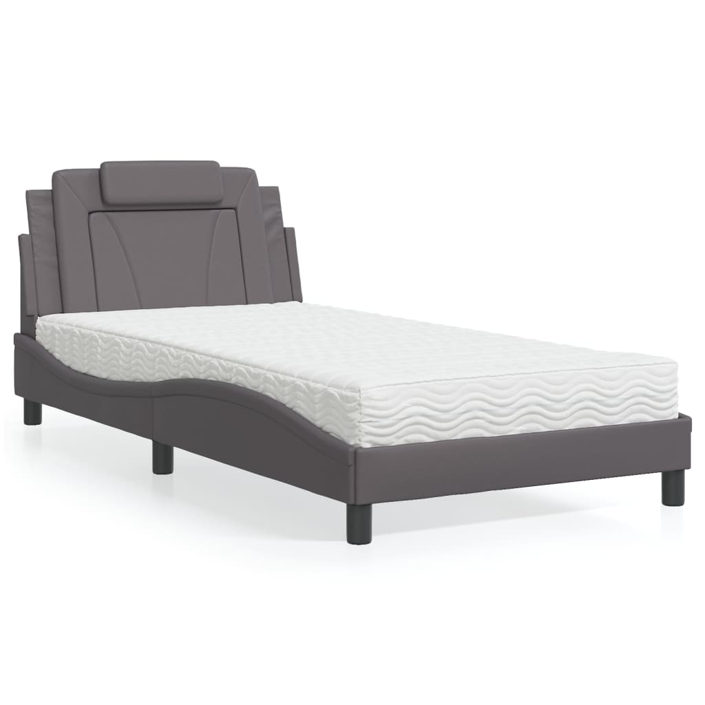 Letto Viana con Materasso Grigio 100x200 cm in Similpelle - homemem39