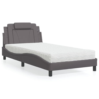 Letto Viana con Materasso Grigio 100x200 cm in Similpelle - homemem39