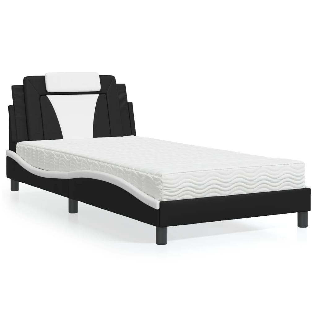 Letto Viana con Materasso Nero e Bianco 100x200 cm in Similpelle - homemem39