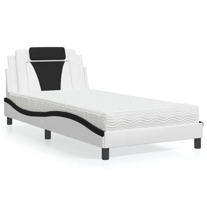Letto Viana con Materasso Bianco e Nero 100x200 cm in Similpelle | homemem39