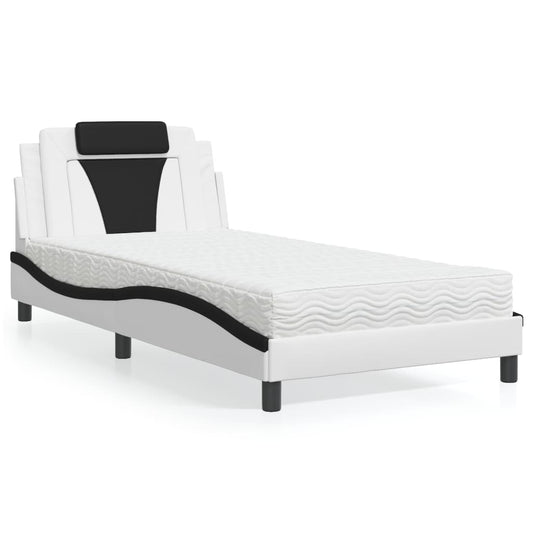 Letto Viana con Materasso Bianco e Nero 100x200 cm in Similpelle | homemem39