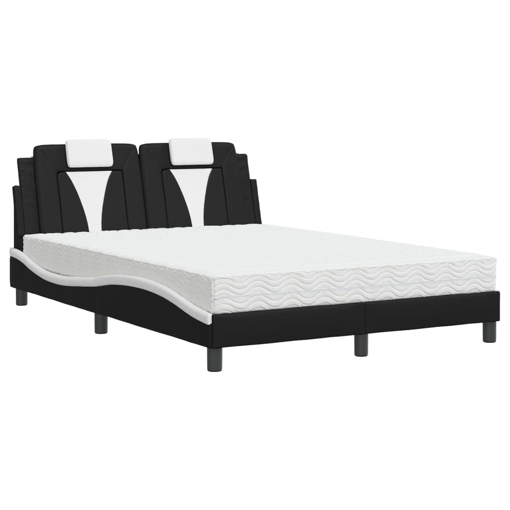 Letto Viana con Materasso Nero e Bianco 120x200 cm in Similpelle