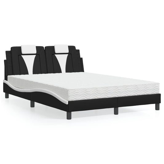 Letto Viana con Materasso Nero e Bianco 120x200 cm in Similpelle