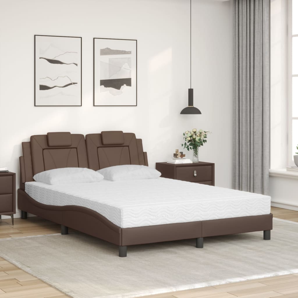Letto Viana con Materasso Marrone 140x190cm in Similpelle - homemem39
