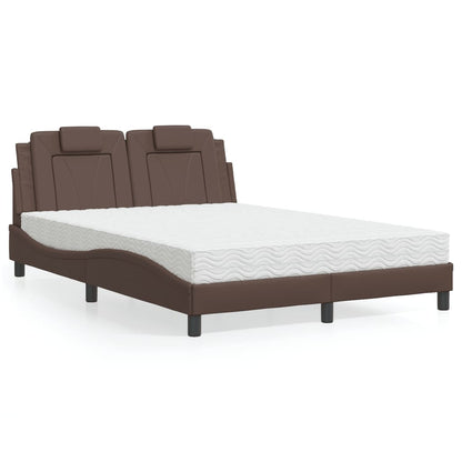 Letto Viana con Materasso Marrone 140x190cm in Similpelle - homemem39