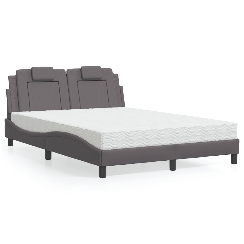 Letto Viana con Materasso Grigio 140x190 cm in Similpelle - homemem39