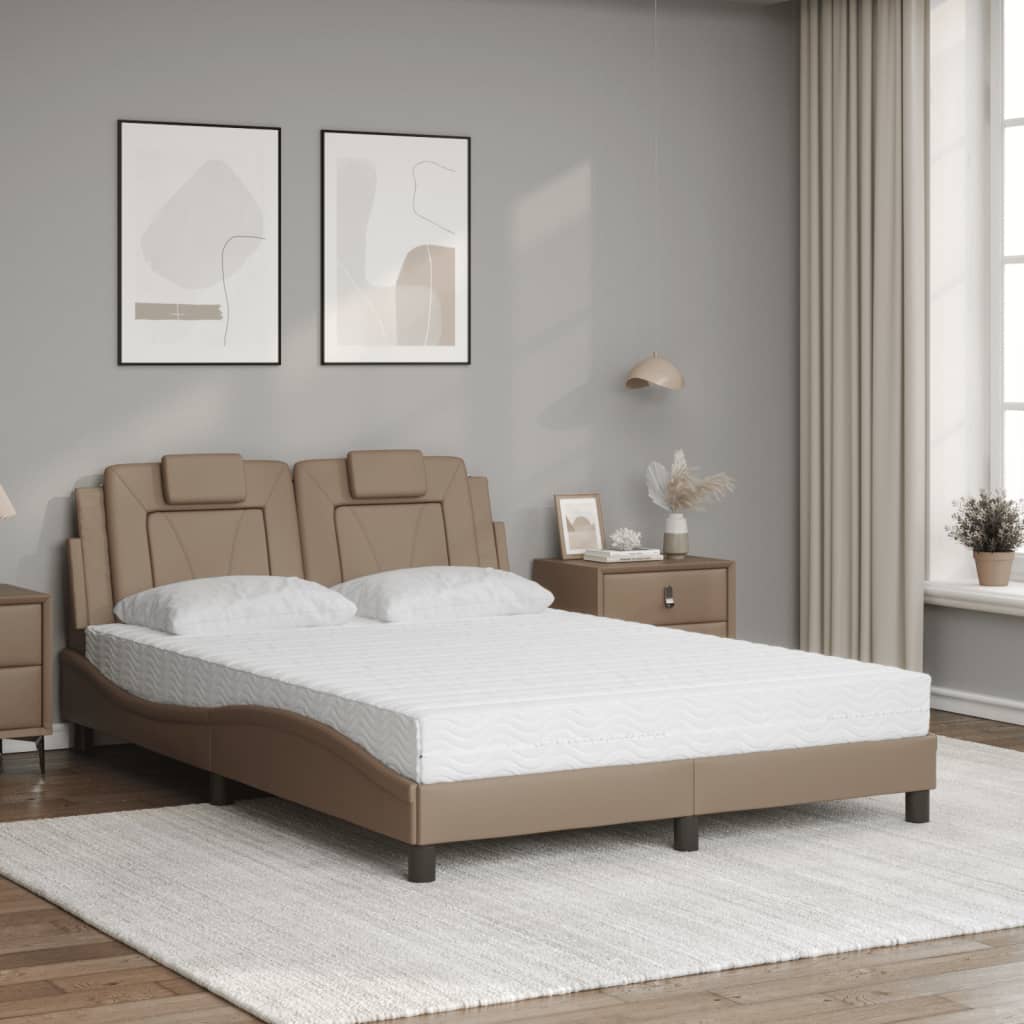 Letto Viana con Materasso Cappuccino 140x190cm Similpelle - homemem39