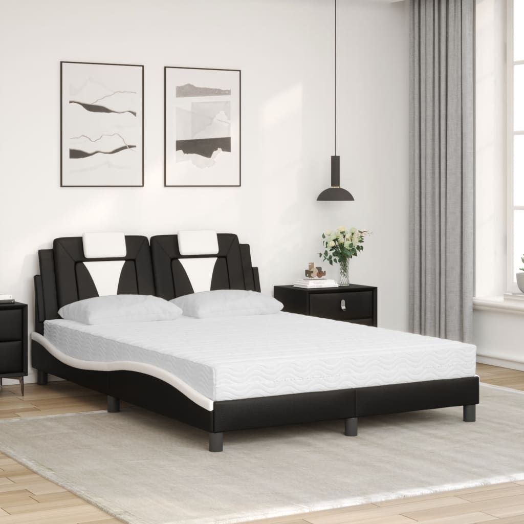 Letto Viana con Materasso Nero e Bianco 140x190 cm in Similpelle - homemem39