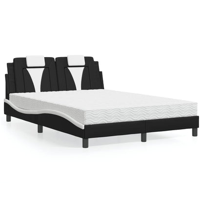 Letto Viana con Materasso Nero e Bianco 140x190 cm in Similpelle - homemem39