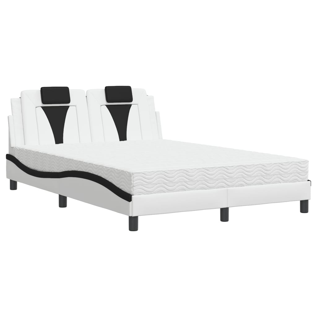 Letto Viana con Materasso Bianco e Nero 140x190 cm in Similpelle - homemem39