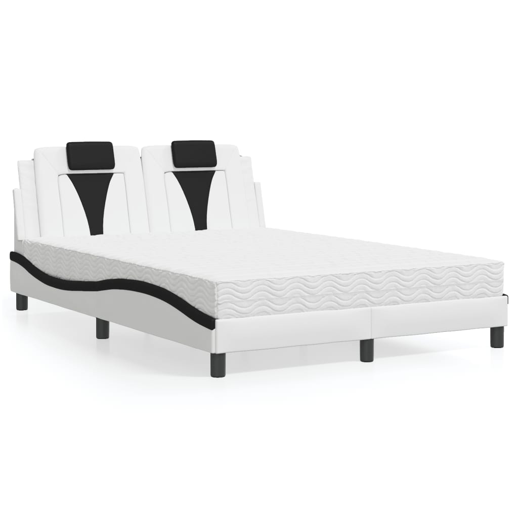 Letto Viana con Materasso Bianco e Nero 140x190 cm in Similpelle - homemem39
