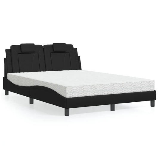 Letto Viana con Materasso Nero 140x200 cm in Similpelle - homemem39