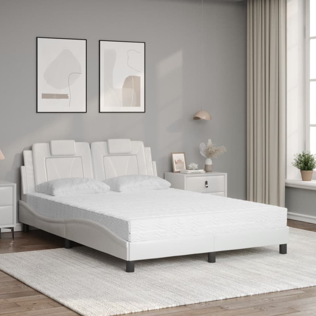 Letto Viana con Materasso Bianco 140x200 cm in Similpelle - homemem39