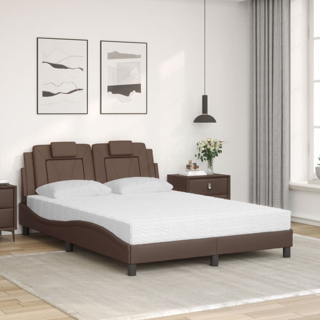 Letto Viana con Materasso Marrone 140x200cm in Similpelle - homemem39