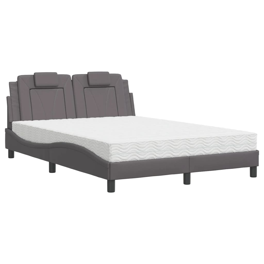 Letto Viana con Materasso Grigio 140x200 cm in Similpelle - homemem39