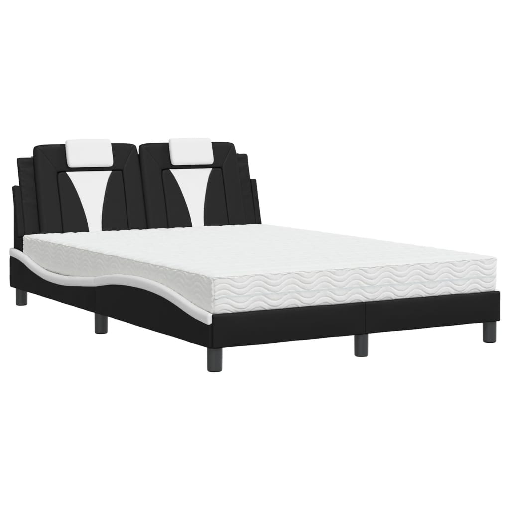 Letto Viana con Materasso Nero e Bianco 140x200 cm in Similpelle - homemem39