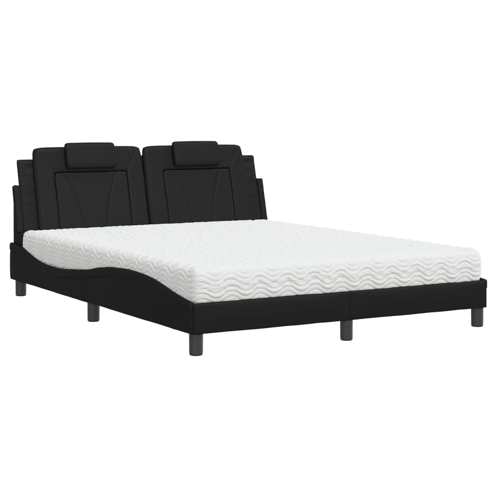 Letto Viana con Materasso Nero 160x200 cm in Similpelle - homemem39