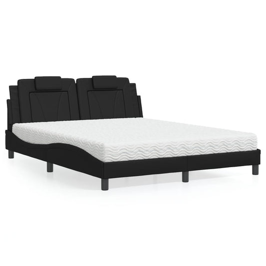 Letto Viana con Materasso Nero 160x200 cm in Similpelle - homemem39