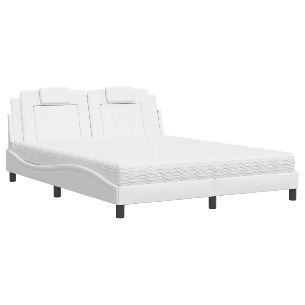 Letto Viana con Materasso Bianco 160x200 cm in Similpelle - homemem39