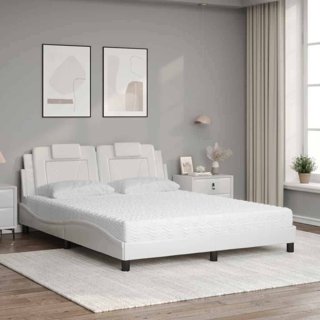 Letto Viana con Materasso Bianco 160x200 cm in Similpelle - homemem39